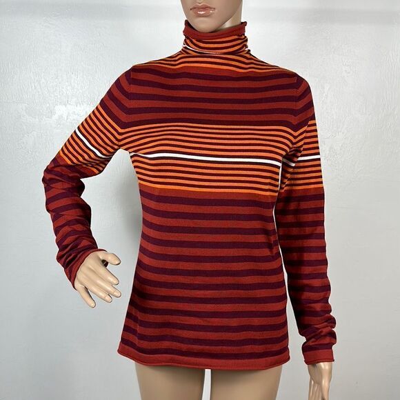 ❤️Last Chance Duluth Trading Co Striped Coolmax Turtleneck Pullover Size XS - Picture 1 of 8
